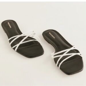 Reformation Wagner Strappy Black Sandals with White Straps